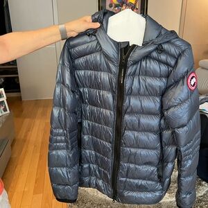 Men’s Large Canada Goose Slate Blue Quilted Jacket with Red Logo Patch
